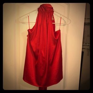 Red, turtle neck tank